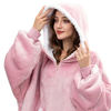 Picture of HBlife Oversized Wearable Blanket Hoodie for Adult, Thick Sherpa Sweatshirt with Elastic Sleeves and Giant Pockets Super Warm and Cozy Fuzzy Plush Fleece Blanket Jacket, Pink