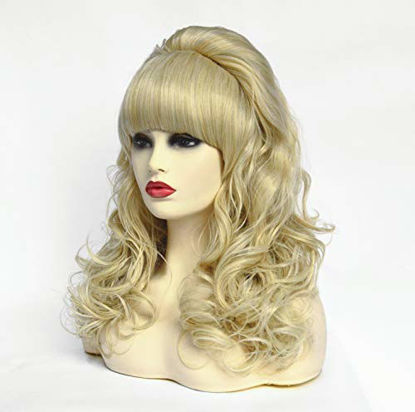 Picture of Rugelyss Long Wavy Blonde Wig with Bang Big Bouffant Beehive Wigs for Women fits 80s Costume or Halloween Party