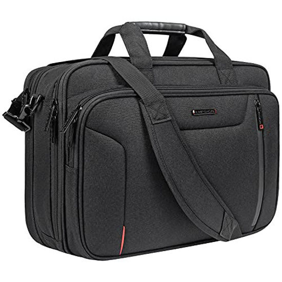 Picture of EMPSIGN Stylish Laptop Bag Briefcase, 17.3 Inch Laptop Case Expandable Messenger Bag for Men Water Repellent, RFID Blocking Office Carrying Shoulder Bag for Work Business Commute Travel School-Black