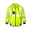 Picture of KwikSafety (Charlotte, NC) PATROL Safety Jacket (NO FUZZ Balls) Class 3 Hi Visibility Water Resistant ANSI OSHA High Vis Reflective Hoodie Winter Lightweight Construction Gear Men | Yellow Extra Large