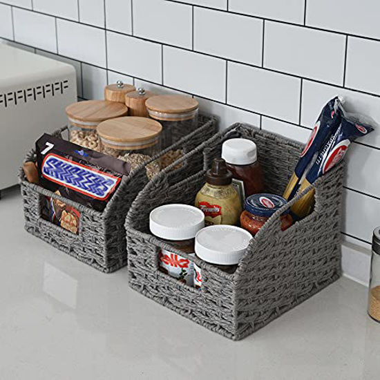 GetUSCart- StorageWorks Round Paper Rope Storage Baskets With Built-in ...