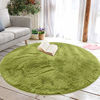 Picture of junovo Round Fluffy Soft Area Rugs for Kids Girls Room Princess Castle Plush Shaggy Carpet Cute Circle Nursery Rug for Kids Baby Girls Bedroom Living Room Home Decor Circular Carpet, 5ft Green