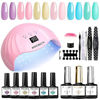 Picture of Modelones Gel Nail Polish Kit with U V Light 48W LED Nail Lamp Pastel Summer Gel Nail Kit Soak Off Gel Polish with Top and Base Coat French Manicure for Starters DIY Home Gifts for Women