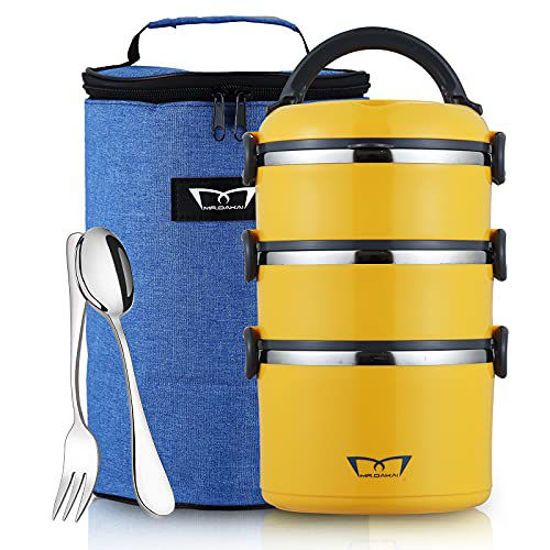 3 Pack Stackable Bento Box Adult Japanese Lunch Box Kit with Spoon & Fork  3-In