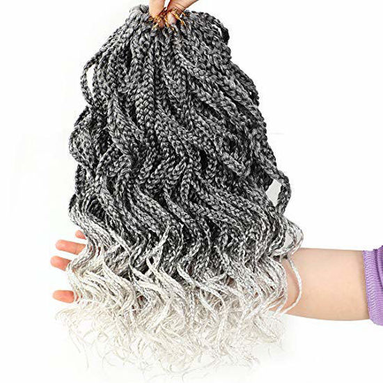 5 Packs 14 Inch Curly Braided Crochet Box Hair 3X Pre Looped Box Braid 1B 