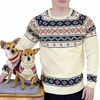 Picture of Blueberry Style Men's Women's Fair Isle Christmas Sweater for Pet Parents Owners in Creamy White, Large, Matching Holiday Dog Sweater Available Separately