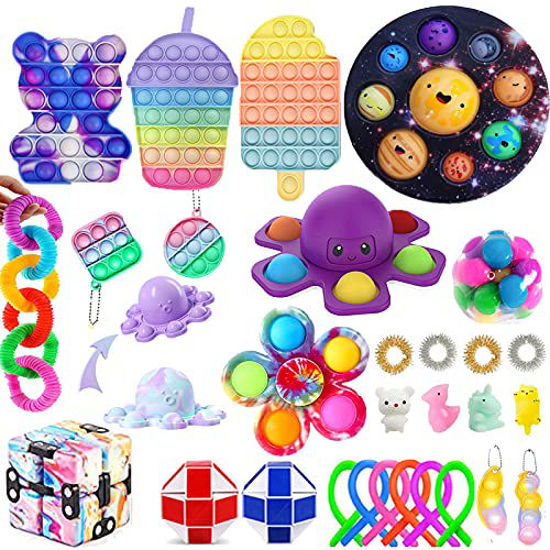 Big Fidget Pack Cheap, Fidget Toy Set Stress Anxiety Relief Tools, Sensory  Fidget Toy Pack with Marble Mesh Anxiety Pop Tube Keychain Fidget Packs for