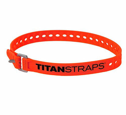 Picture of Titan Utility Straps - Safety Strap Set to Secure Splits, Cargo Bikes, Garden Hoses, Wood Working Projects - 60 lb. Working Load, 25" Length, Fluoro Orange, 4-Pack