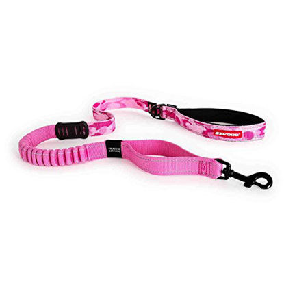 Picture of EzyDog Zero Shock Leash - Best Shock Absorbing Bungee Dog Leash & Training Lead - Double Handle Reflective Leash for Traffic Control - for Walking, Jogging and Running (48-Inch, Pink Camo)