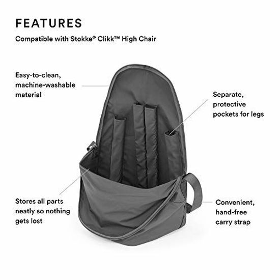 Picture of Stokke Clikk High Chair Travel Bag, Grey - Essential for Travel & Storage - Compatible with Stokke Clikk High Chair - 100% Polyester - Convenient, Spacious Interior with Hands-Free Carry Handle