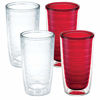 Picture of Tervis Made in USA Double Walled Clear & Colorful Tabletop Insulated Tumbler Cup Keeps Drinks Cold & Hot, 16oz - 4pk, Clear and Red