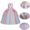 Picture of IZKIZF Girls Unicorn Costume Princess Long Maxi Tulle Dress w/Headband Birthday Party Carnival Cosplay Dress Up Outfits Multicolored 6-7T