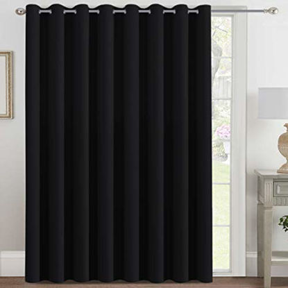 Picture of H.VERSAILTEX Blackout Patio Curtains 100 x 84 Inches for Sliding Door Extral Wide Blackout Curtain Panels Thermal Insulated Room Divider - Grommet Top, 7' Tall by 8.5' Wide - Jet Black