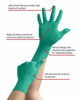 Picture of Ansell TouchNTuff 92-600 Nitrile Lightweight Glove with Beaded Cuff, Chemical/Splash resistance, Powder Free, 4.7mil Thickness, 240mm Length, Size 7, Green (Box of 100)