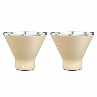 Picture of SNOWFOX Insulated Stainless Steel Cocktail Margarita and Martini Glasses, Set of 2, Light Gold, Set