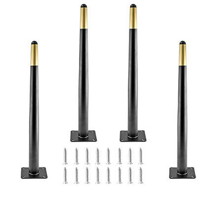 Picture of Seimneire 4pcs 16 Inch Furniture Legs, Straight Conical Metal Legs Matte Black Gold Mid-Century Style Furniture Feet for Sofa Cabinet Table Chair Cupboard Couch Ottoman Home DIY Projects