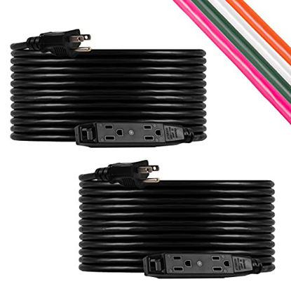Picture of UltraPro, Black, 50 ft Extension Cord 2 Pack, 3-Outlet Power Strip, 16 Gauge, SJTW, Heavy Duty, For Use in Home, Garage or Workshop, 50818