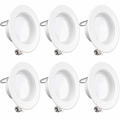 Picture of Sunco Lighting 6 Pack 4 Inch LED Recessed Downlight, Baffle Trim, Dimmable, 11W=60W, 4000K Cool White, 660 LM, Damp Rated, Simple Retrofit Installation - UL + Energy Star