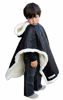 Picture of Kids Car Seat Poncho Boy Safe Coat Black Puffer Toddler Kids Down Sherpa Poofy Warm Hooded Blanket Safe Use Over Seat Belts