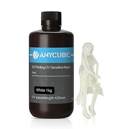 Picture of ANYCUBIC 3D Printer Resin, 405nm High Precision Fast Curing UV Photopolymer Resin for LCD 3D Printing, 1kg White