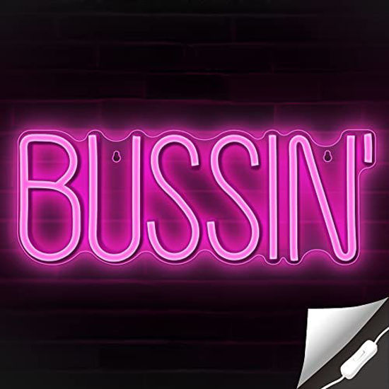 Picture of Lumoonosity Bussin Neon Sign - Meme Bussin Led Neon Lights for Gamers/Streamers/Influencers - Cool Trendy Pink Led Signs with On/Off Switch for Wall, Bedroom, Game Room Decor - 16.9 x 6.5-inch