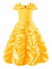 Picture of Uhdear Girl's Off Shoulder Princess Dress Layered Costume with Aceessories (8 Years, Yellow)