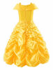 Picture of Uhdear Girl's Off Shoulder Princess Dress Layered Costume with Aceessories (8 Years, Yellow)