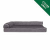 Picture of Furhaven Pet Dog Bed Cover - Plush Faux Fur and Velvet L Shaped Chaise Lounge Living Room Corner Couch Pet Bed Replacement Cover for Dogs and Cats, Platinum Gray, Jumbo Plus