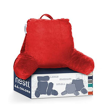 Picture of Nestl Reading Pillow, Petite Back Pillow, Backrest Pillows for Bed with Arms, Shredded Memory Foam Back Pillows for Sitting in Bed, Small Back Support Pillow for Kids & Teens, Cherry Red