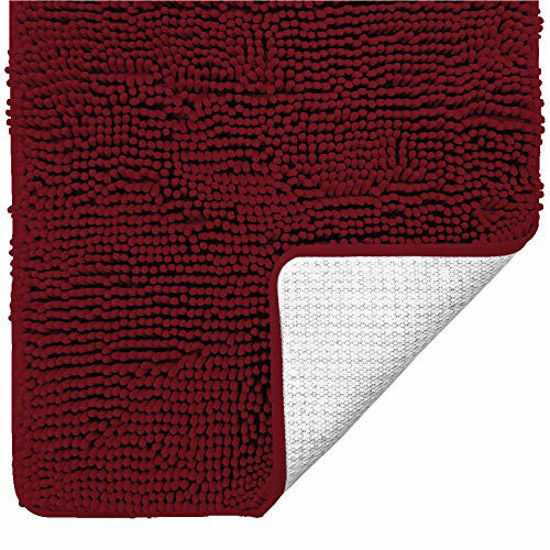 Picture of Gorilla Grip Luxury Chenille Bathroom Rug Mat, 36x24, Extra Soft and Super Absorbent Shaggy Rugs, Machine Washable, Quick Dry Bathmat, Plush Carpet for Tub, Shower Bath Room Floor Mats, Burgundy