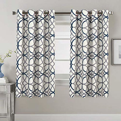 Picture of H.VERSAILTEX Blackout Curtains 63 Inch Length 2 Panels Geometry Print Curtain Drapes for Living Room Thermal Insulated Grommet Window Curtains for Bedroom - Modern Geo Line Grey and Navy
