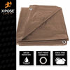 Picture of Multipurpose Protective Cover Brown Poly Tarp 12' x 25' - Durable, Water Resistant, Weather Resistant - 5 Mil Thick Polyethylene - by Xpose Safety