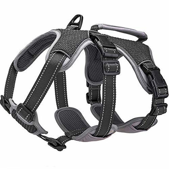 Picture of BELPRO Multi-Use Support Dog Harness, Escape Proof No Pull Reflective Adjustable Vest with Durable Handle, Dog Walking Harness for Big/Active Dogs (Black, L)