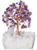 Picture of Crocon Amethyst Gemstone Money Tree with White Aura Base | Feng Shui Bonsai | Ornament Figurine | Reiki Crystal Healing | Chakra Balancing | Figurine | Wealth & Luck | Decor Size: 6-7''