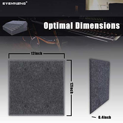 Picture of BUBOS 12 Pack Acoustic Panels Sound Proof Padding,12 X 12 X 0.4 Inches Sound Dampening Panels Bevled Edge Sound Panels, Used in Wall Decoration and Acoustic Treatment,Dark Grey