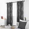 Picture of Deconovo Blackout Curtains, Thermal Insulated Room Darkening Curtains, Foil Print Wave Patterns Bedroom Curtains, 2 Panels, 42x72 Inch, Dark Grey