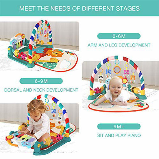 Picture of Eners Baby Gyms Play Mats Musical Activity Center Kick & Play Piano Gym Tummy Time Padded Mat for Newborn Toddler Infants(Green)