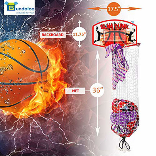 Picture of Bundaloo Slam Dunk Basketball Hamper - Over The Door 2 in 1 Hanging Basketball Hoop Or Laundry Hamper Boys & Girls Room Decor - Fun Gift