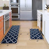 Picture of Carvapet 2 Pieces Microfiber Moroccan Trellis Non-Slip Soft Kitchen Mat Bath Rug Doormat Runner Carpet Set (20"x63"+20"x31", Navy)