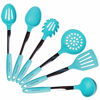 Picture of Turquoise Kitchen Utensil Set - Stainless Steel & Silicone Heat Resistant Professional Cooking Tools - Spatula, Mixing & Slotted Spoon, Ladle, Pasta Fork Server, Drainer - Bonus Ebook