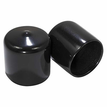Picture of Prescott Plastics 1" Inch Round Vinyl Plug (50 Pack), Rubber Black End Cap for Metal Tubing, Fence and Auto Body, Glide Insert for Pipe Post, Chairs and Furniture legs