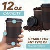 Picture of Promora 12 oz Disposable Brown Coffee Cups with Lids & Sleeves, Premium Insulated Paper Cups for Hot Coffee (12 oz , Pack of 80) Brown and Black