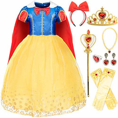 Picture of Funna Costume Princess Dress for Toddler Girls with Accessories, 8 Years Yellow