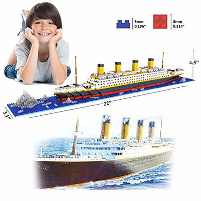 Titanic Ship Model Building Block Set, DIY Nano Micro Building Blocks Toys  ,Educational Toy, Gift for Adults and Children(1860 pcs) 