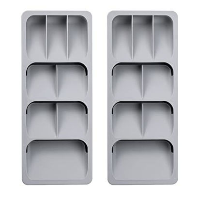 Picture of Faridabio Silverware Tray,Drawer Organizer Box Set of 2 Expandable Organizer Cutlery Tray for Kitchen Silverware Flatware Spoons Forks,Silverware Tray for Drawer