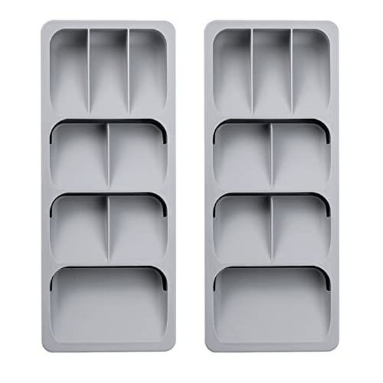 Picture of Faridabio Silverware Tray,Drawer Organizer Box Set of 2 Expandable Organizer Cutlery Tray for Kitchen Silverware Flatware Spoons Forks,Silverware Tray for Drawer