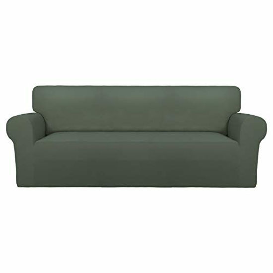 Picture of PureFit Super Stretch Chair Sofa Slipcover - Spandex Non Slip Soft Couch Sofa Cover, Washable Furniture Protector with Non Skid Foam and Elastic Bottom for Kids, Pets Sofa, Grayish Green