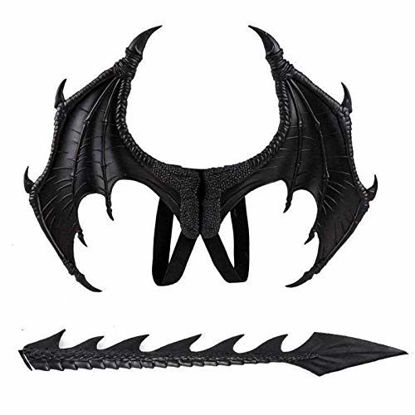 Picture of MANO Halloween Dragon Costume Cosplay Carnival Wings Tail Accessory for KidsBlack