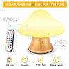 Picture of Children's Night Light ANGTUO Wooden Mushroom Lamp Silicone LED Bedside Nursery for Baby Breastfeeding Kids Bedroom - 16 Color Changing - 4 Brightness - 4 Light Mode Control by Remote. New Style