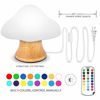 Picture of Children's Night Light ANGTUO Wooden Mushroom Lamp Silicone LED Bedside Nursery for Baby Breastfeeding Kids Bedroom - 16 Color Changing - 4 Brightness - 4 Light Mode Control by Remote. New Style